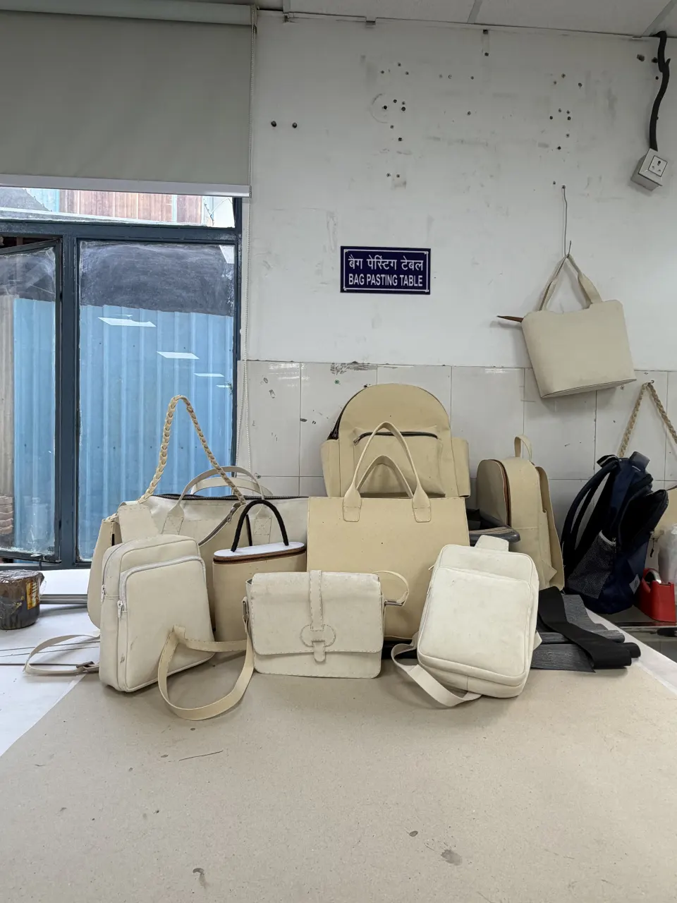Hide Fashion another view of bag development work in the factory.