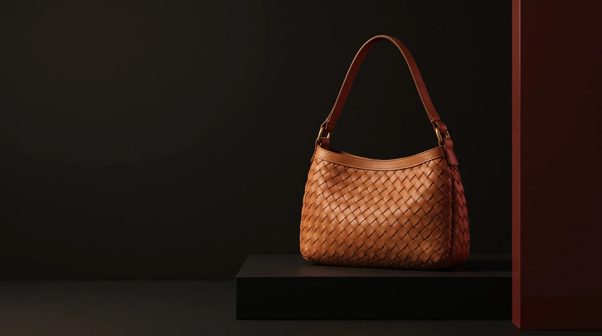 Hide Fashion Honey Tan Woven Shoulder Bag, a factory-developed style photographed in the studio