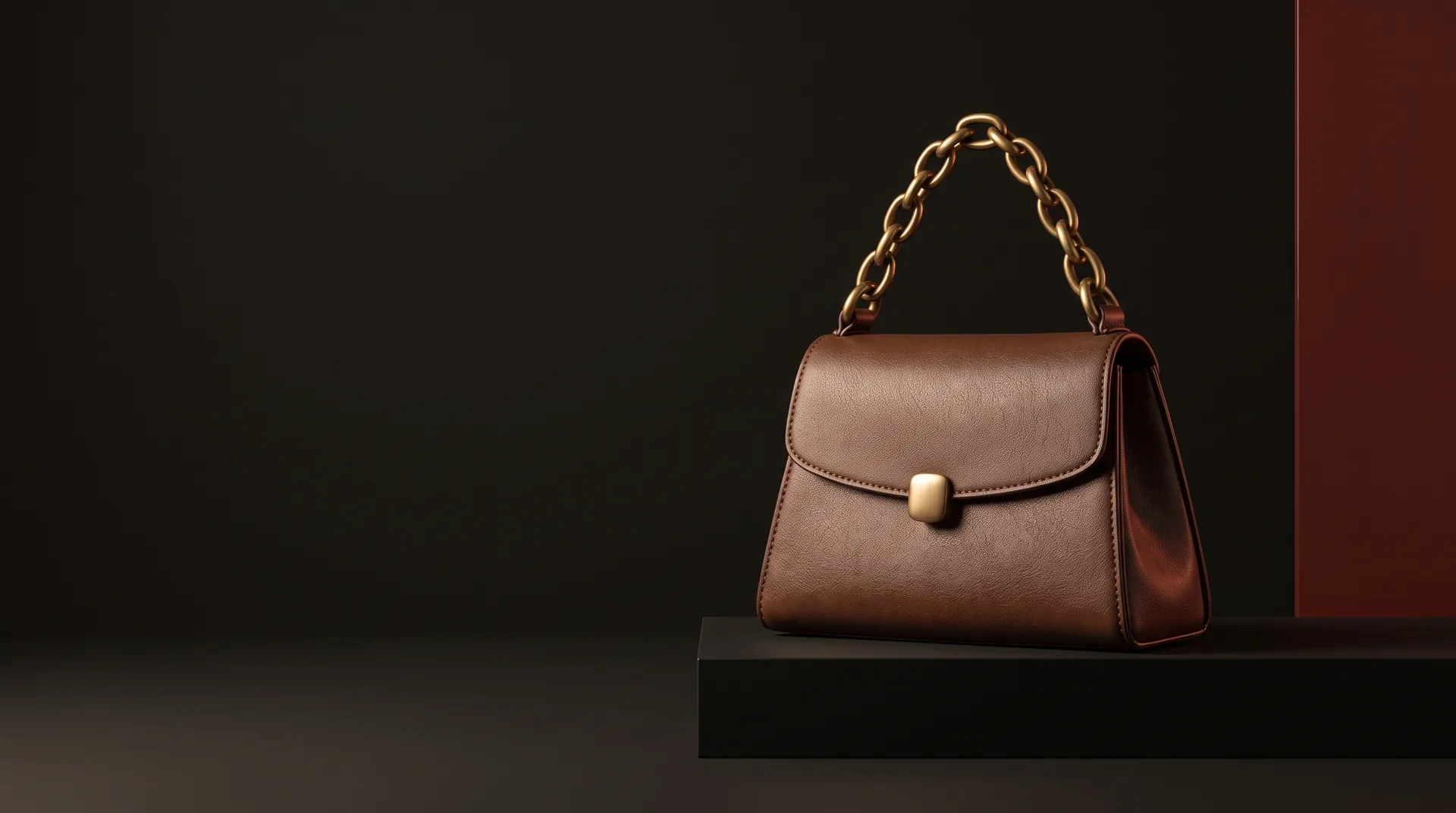 Hide Fashion Chocolate Chain-Handle Top-Handle Bag, a factory-developed style photographed in the studio