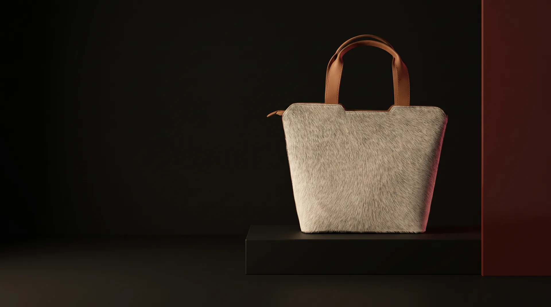 Hide Fashion Grey Hair-On-Hide Bucket Tote, a factory-developed style photographed in the studio