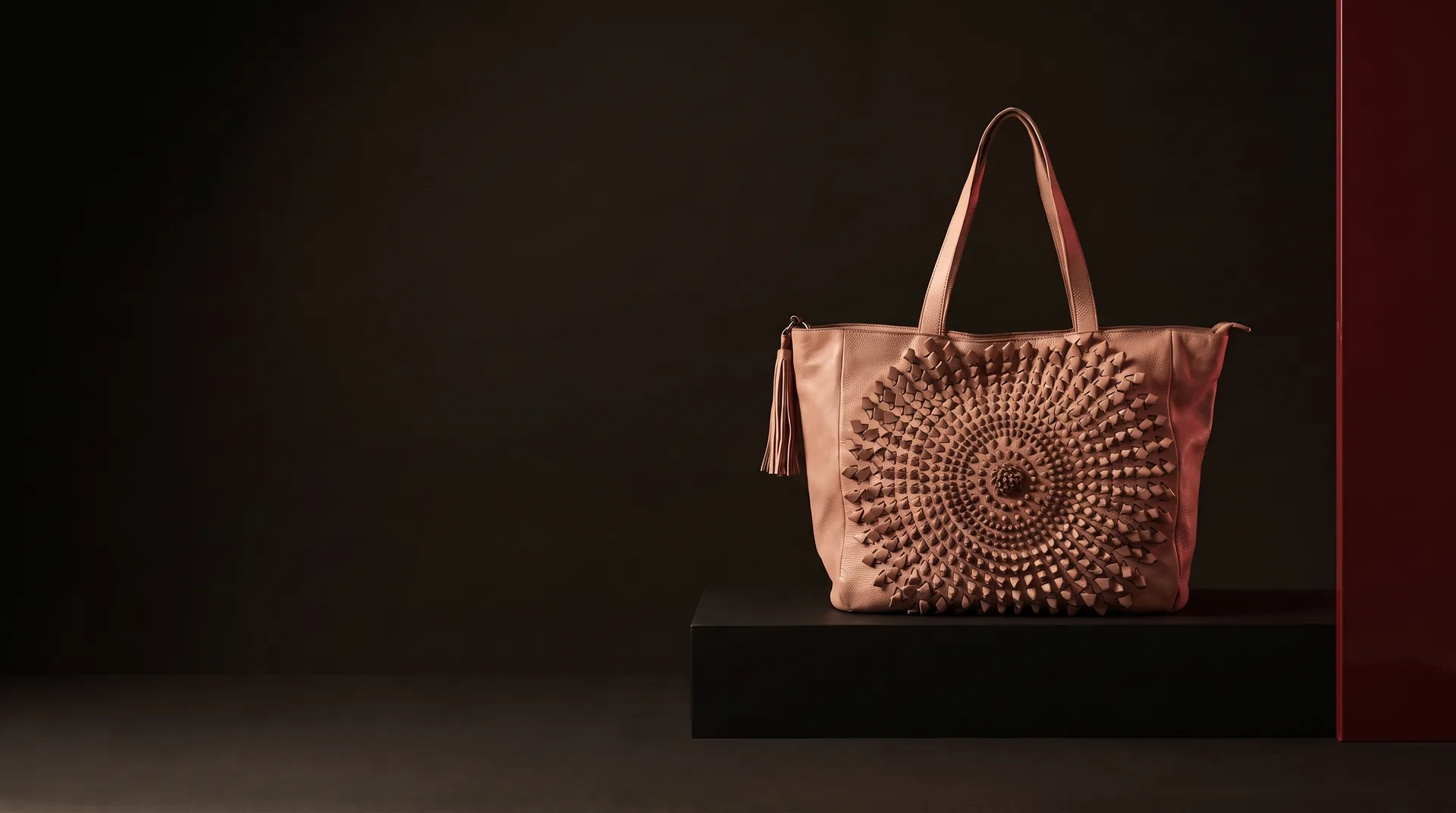 Hide Fashion Blush Pink Floral-Applique Shoulder Tote, a factory-developed style photographed in the studio
