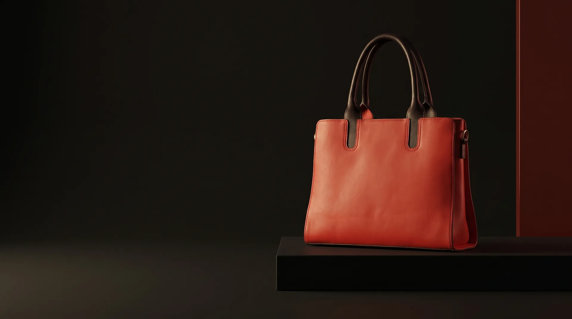 Hide Fashion Red Leather Black-Handle Structured Tote, a factory-developed style photographed in the studio